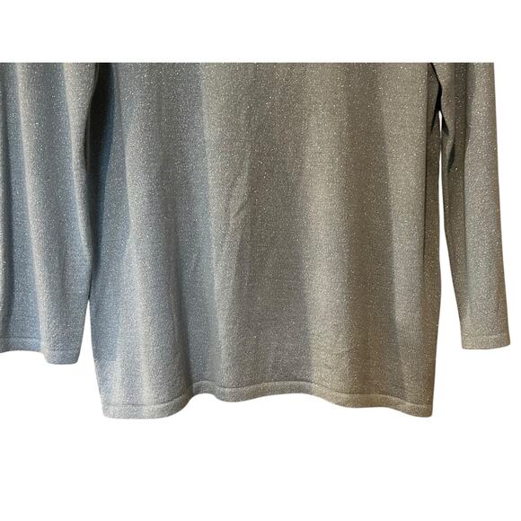 Ruby Rd. Sweater Top NWT Aqua Sparkling Metallic Rhinestones SZ XL Holidays Boho - Picture 4 of 8